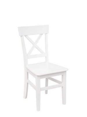 Białe krzesło drewniane z wygodnym profilowanym siedziskiem w stylu pruskim
