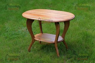 Kawowy owalny stolik z drewna sosnowego nr 4/3